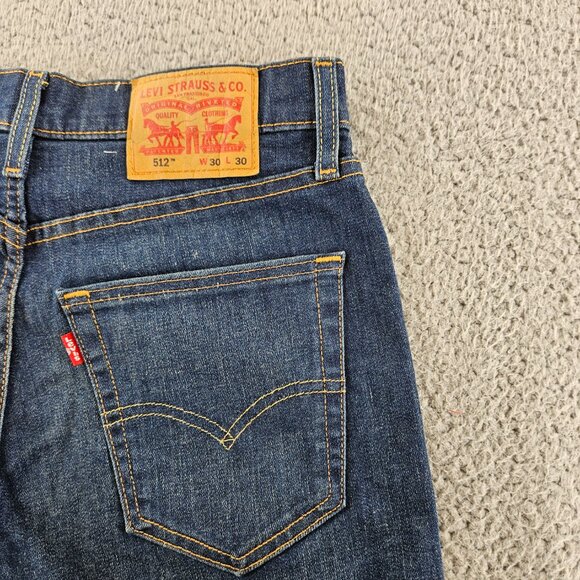 Levis 512 Jeans Mens 30x30 Blue Slim Taper Stretch Flex Denim Medium Wash Pants - Picture 14 of 16